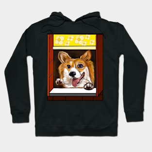 Doggy doggie dog in the window- corgi - Pembroke  Welsh corgi, puppy love Hoodie